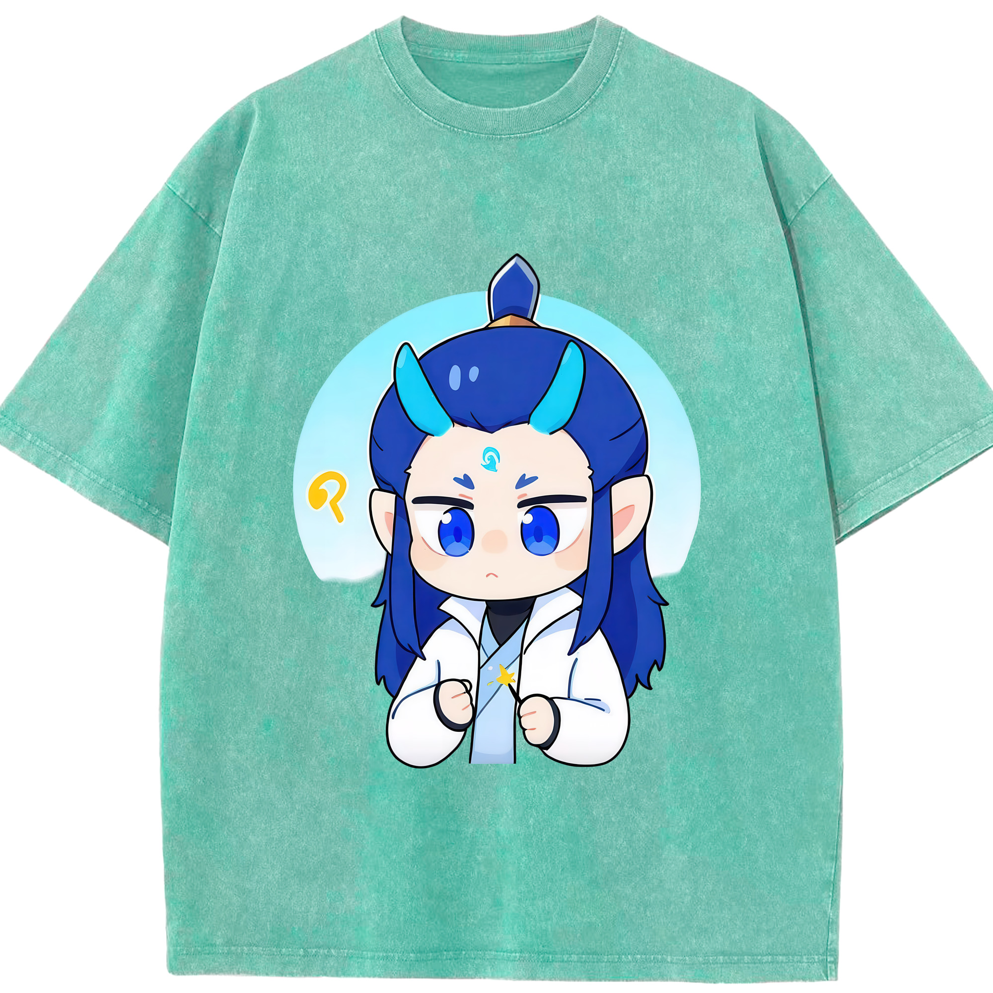 （画像用） Ne Zha 2 ナタ 魔童の大暴れ 綿100% ヴィンテージ風 半袖Tシャツ（フロントプリント）